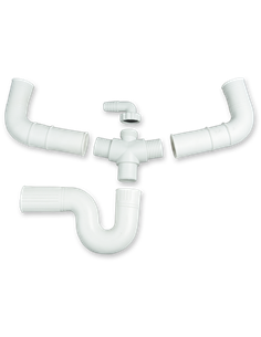 SIFÓN FLEXIBLE DOBLE COMPLETO Ø35MM. LAVADORA-LAVAVAJILLAS DRENAFLEX